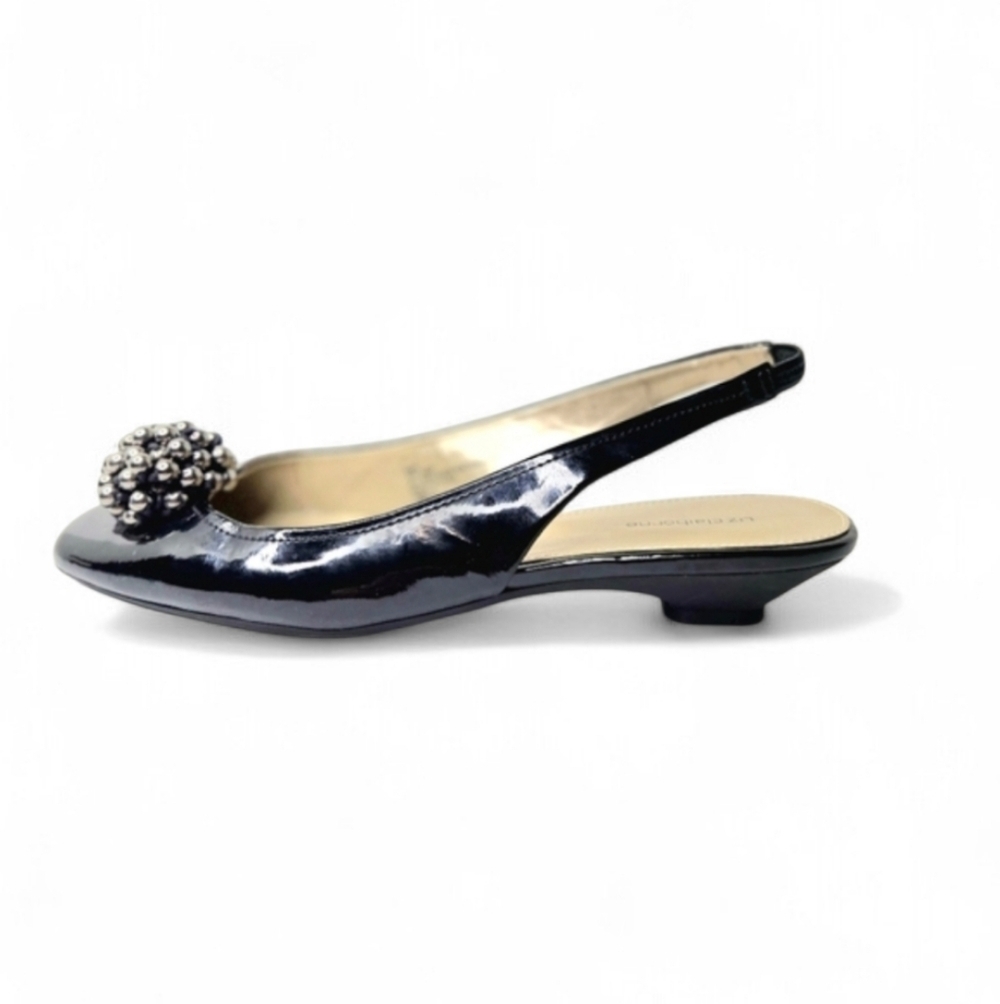 Liz Claiborne Sling Back Shoes. Black Patent, 8.5 M. - Picture 2 of 12
